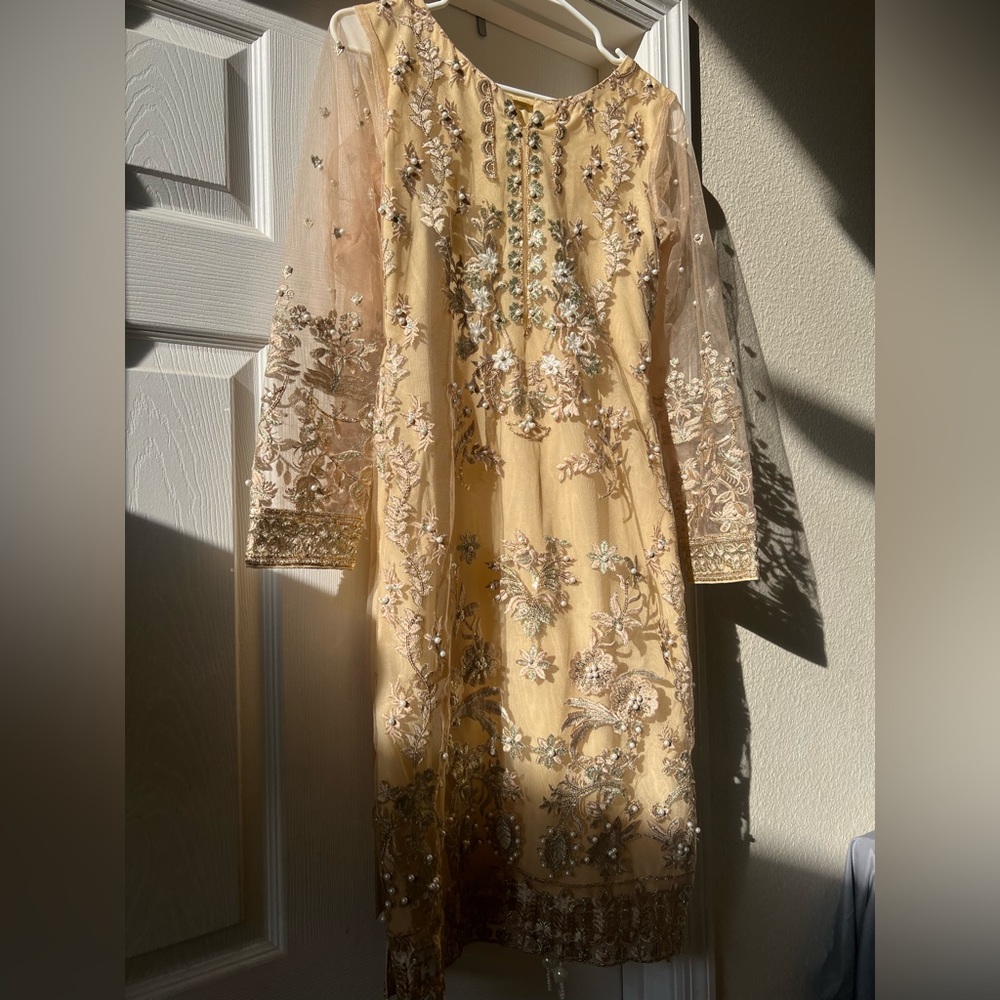 Gold/Beige Palazzo Suit